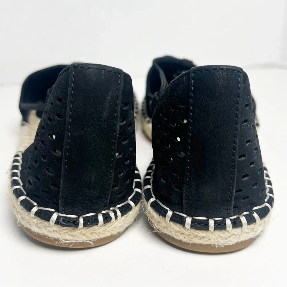 •EILEEN FISHER• Lee 2 Espadrille Sandal Black Perforated Nubuck Leather Size‎ 6